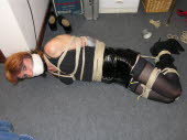 Transvestites bound, gagged, hogtied and left. Tie me up and leave me trannie bondage