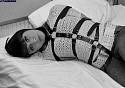 teen dirty hoe sucking skank strapped up vintage HOM Bondage classics website black and white images of horny trashy women bound and gagged girls tied up and left futile struggles covered in hot fresh dripping semen over her face