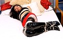 Japanese girls elbow rope bondage Hogtied bound and gagged sexy women tied up silk stockings suspenders girdle