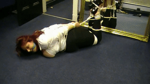 www.trussedup.com - BBW bondage tied up he jerked off over her massive tits and left her hogtied thumbnail