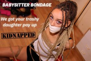 www.trussedup.com - hot gorgeous babysitter bondage tied up  inescapable hemp rope microfoam gag thumbnail