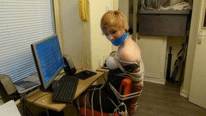 www.trussedup.com - vixen chat room office girl tied up hogtied sat on a chair thumbnail